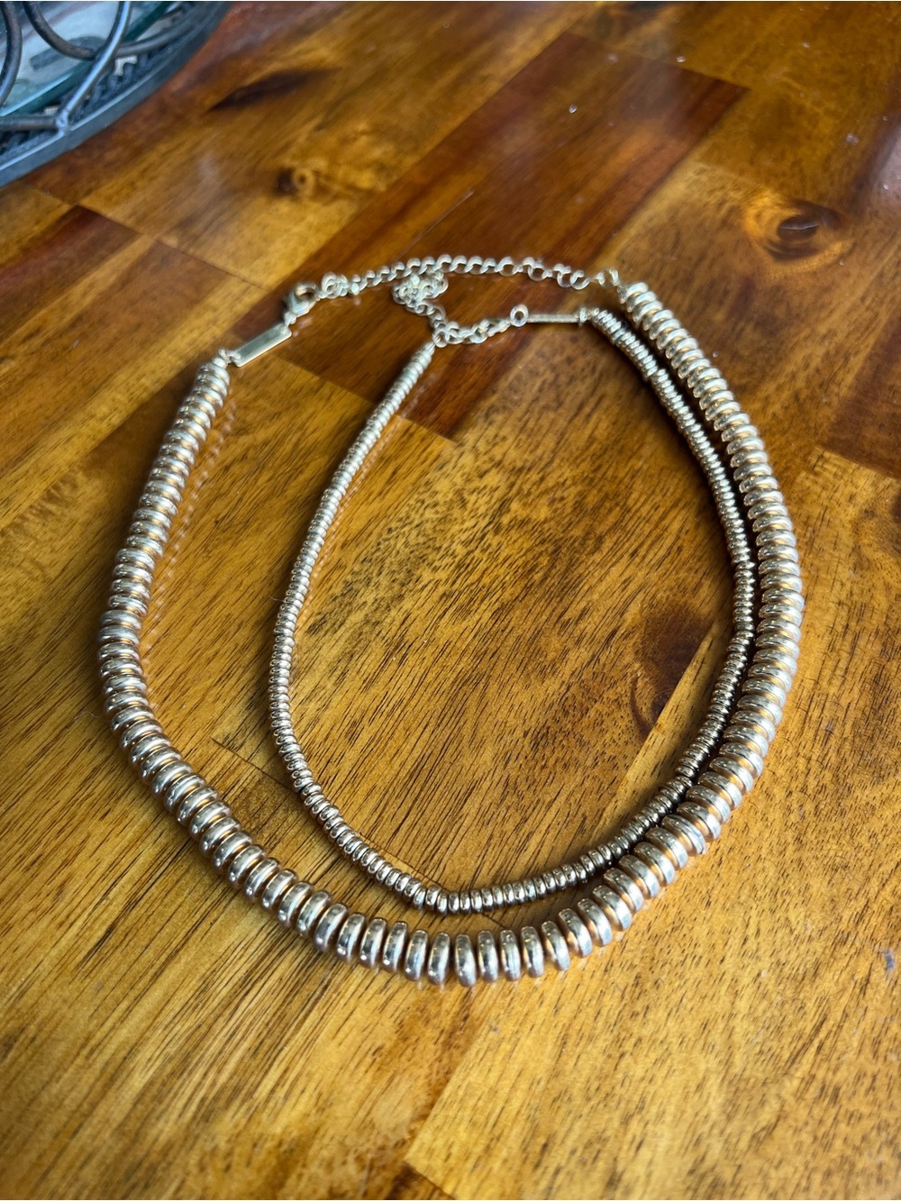 Gold Beaded Double Strand Necklace